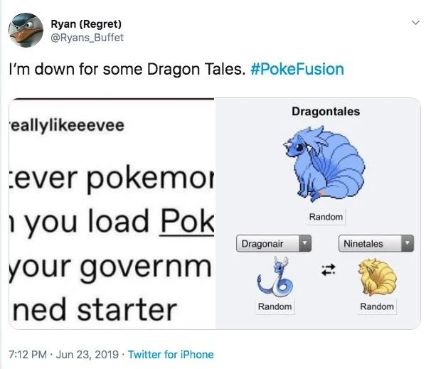 Pokéfusion — Tweet from krusteen sharing PokeFusion result named Eew from Eevee and Mew