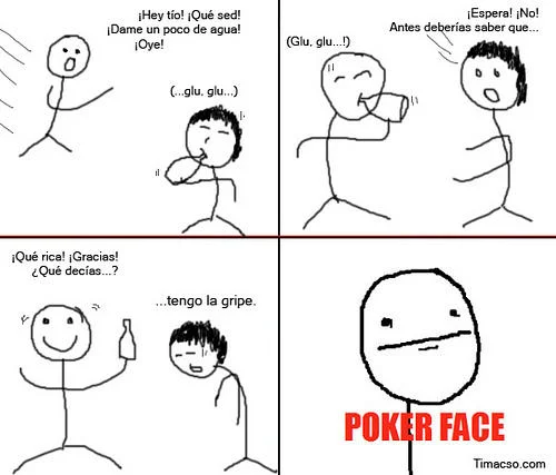 A four-panel rage comic depicting family movie-watching with awkward moments resolved by Poker Face composure.