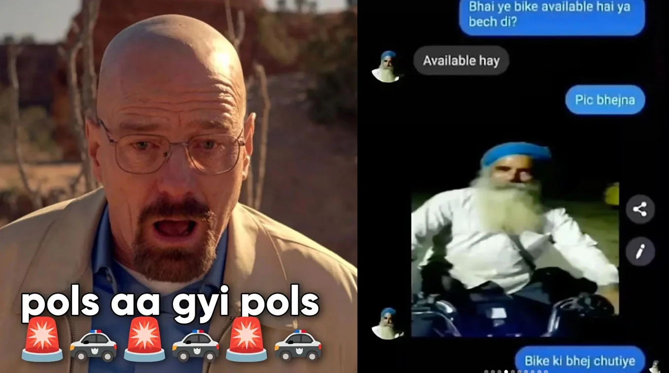 Pols Aa Gyi Pols — Tuna fish with speech bubble saying 'Paani main utarke machi ko puch la*de'