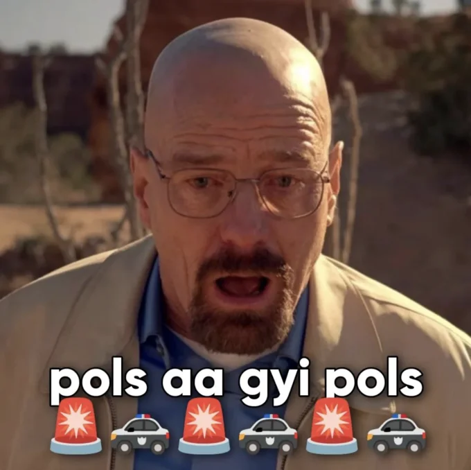 Pols Aa Gyi Pols — Twitter post with a movie still captioned 'Gajab bezzati hai yaar' reacting to the Google tuna fish prank