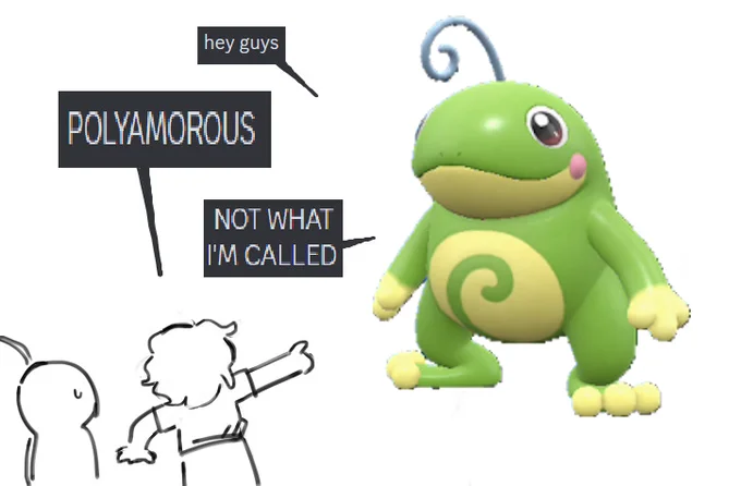 "Polyamorous" "Not What I'm Called" — Pokémon Politoed used in place of the smug character in the polyamorous meme format