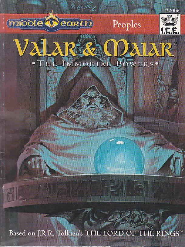 Pondering My Orb — Valar and Maiar Immortal Powers RPG book cover featuring the hooded wizard with blue orb
