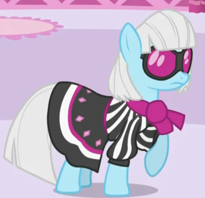 Ponify — MLP blue pony in pink sunglasses and striped fashion outfit