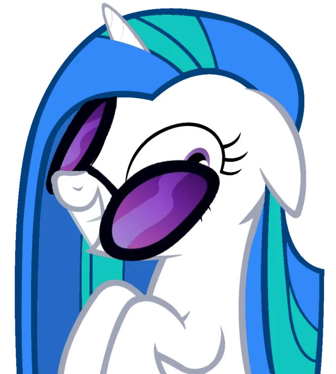 Pony Reactions — White unicorn pony DJ Pon-3 wearing large purple sunglasses