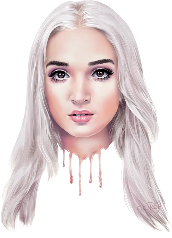 Digital illustration of Poppy with a melting face dripping downward