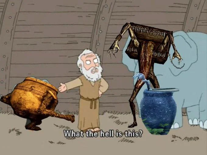 Pot Boy Pot Friend — An animated-style meme with multiple characters reacting in confusion to a pot with caption 'What the hell is this?'.