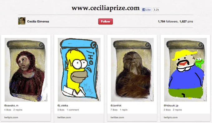 A screenshot showing a grid of four Potato Jesus photoshop parodies with pop culture characters inserted into the fresco.