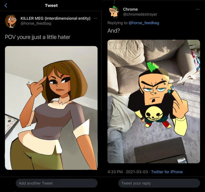 POV You're — A cartoon illustration of an angry female character with handwritten text 'YOU'RE JUST A LITTLE PSYCHO...' and 'AND?'.
