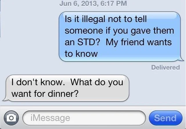 Pranking — Text message prank asking mom about STD legality, mom asks about dinner