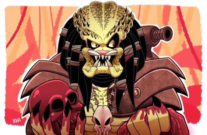 Unmasked Predator in profile view with jungle background