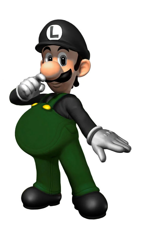 Pregnant Luigi — Official 3D render of Luigi in green overalls and black cap