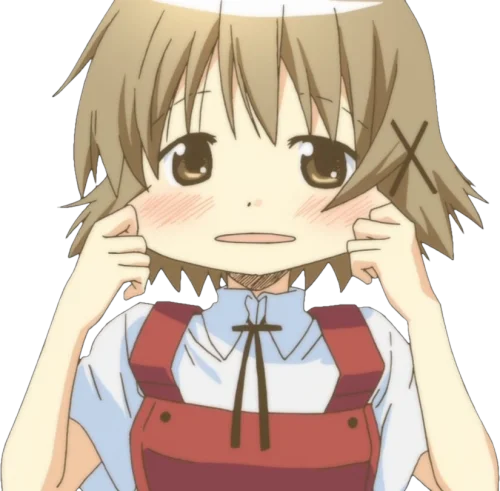 Puffy Vulva — Brown-haired anime girl pulling her cheeks in signature pose