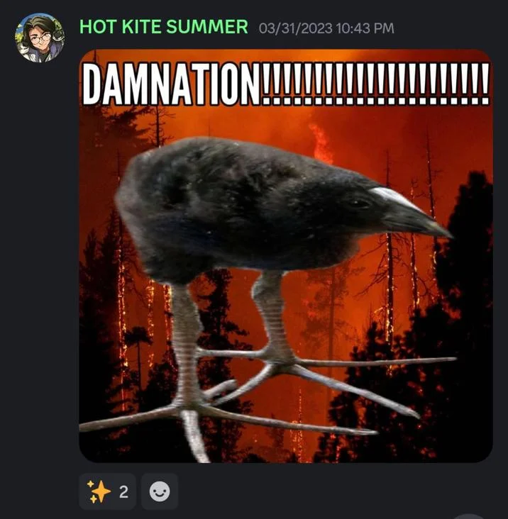 Pūkeko — Pukeko bird edited over a forest fire background with the word DAMNATION in large white letters