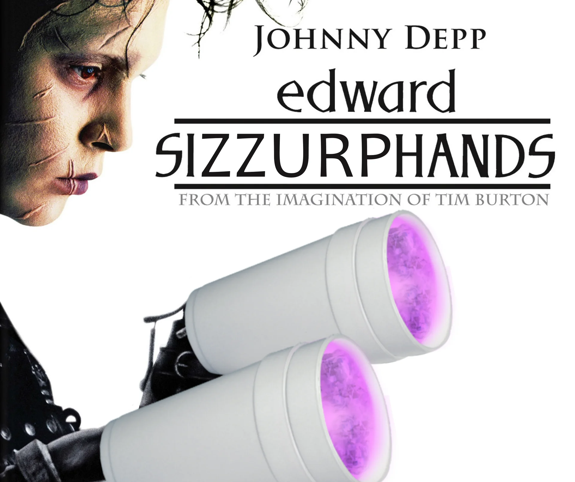 Purple Drank — Parody Edward Scissorhands poster titled Edward Sizzurphands with styrofoam lean cups