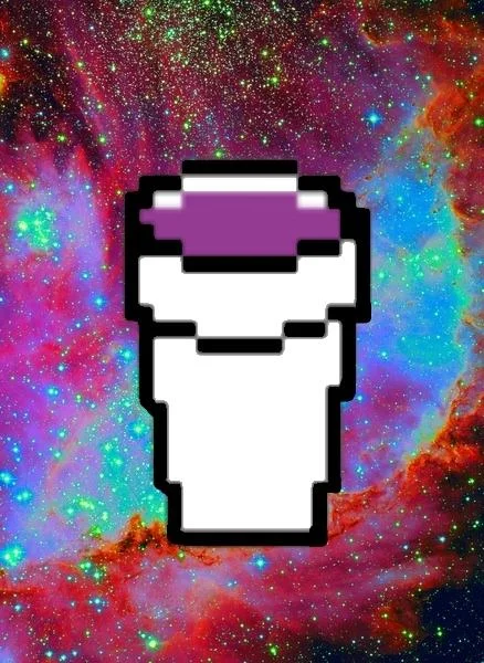 Purple Drank — Pixel-art styrofoam lean cup over a purple space nebula background