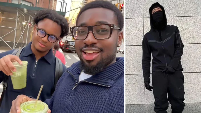 Quarter Zip Dude Quarter Zip Vs Nike Tech Quarter Zip And Matcha — A three-panel comparison meme showing two men in navy quarter-zip sweaters holding matcha