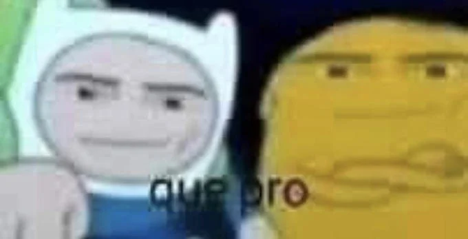 Que Pro — Finn and yellow character with text overlay reading 'que_pro.'