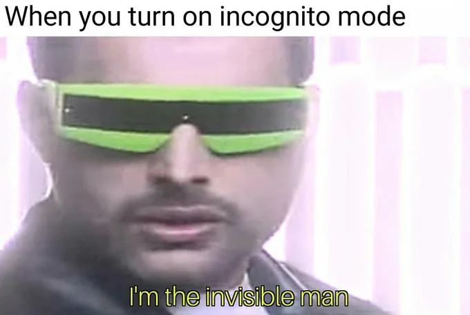 Queen — Meme of Freddie Mercury in green visor sunglasses with incognito mode caption
