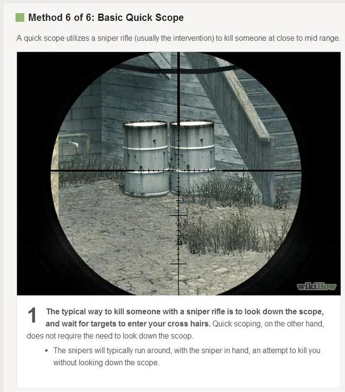 Quickscoping — wikiHow tutorial on basic quick scoping with sniper rifle