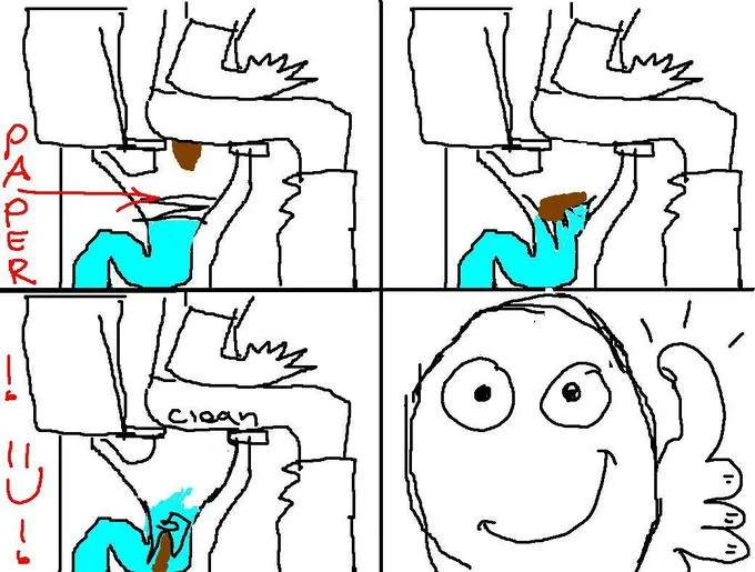 Rage Guy (FFFFFUUUUUUUU-) — Rage comic showing paper solution to clogged toilet with happy ending