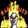 Rage Quit — An abstract artistic representation featuring an angry or distressed character surrounded by bright yellow and orange flames symbolizing intense
