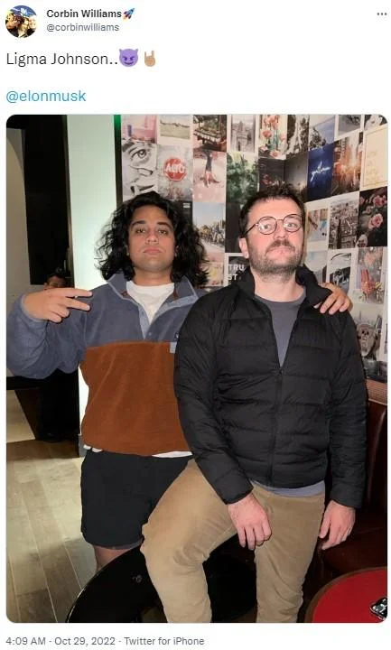 Photo of Rahul Ligma and Daniel Johnson posing together after their Twitter HQ prank