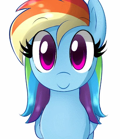 Animated Rainbow Dash blushing and smiling with sparkling eyes