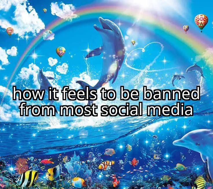Rainbow Dolphin — Dolphin rainbow artwork meme about being banned from social media