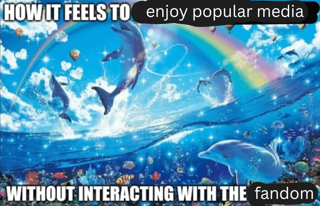 Rainbow Dolphin — Dolphin artwork meme about enjoying media without the fandom