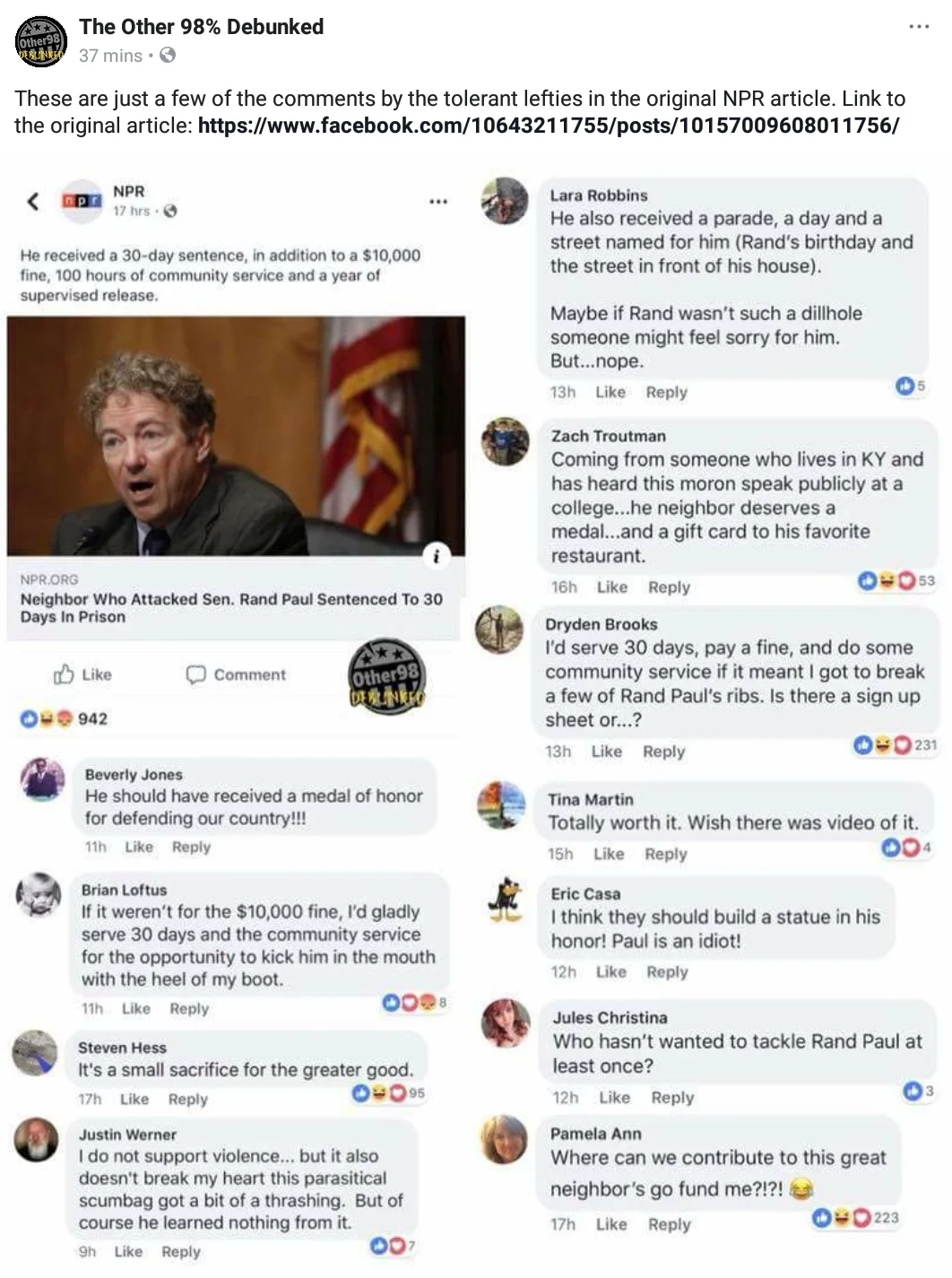 Rand Paul tweet asking for donations to defeat socialism with a satirical reply