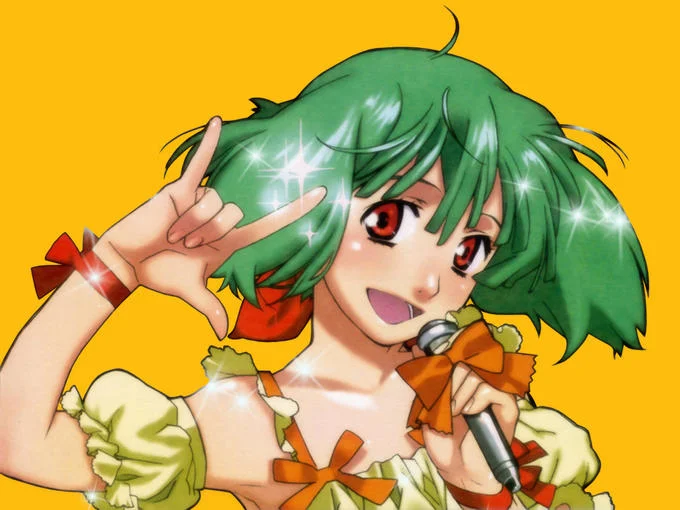 Ranka Lee's Kira Pose — Ranka Lee holding microphone and doing the kira hand pose with sparkles