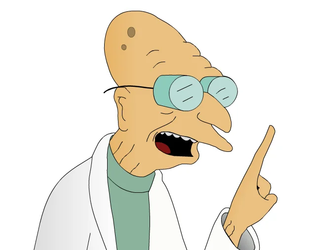 Read This in My Voice — Professor Farnsworth from Futurama pointing upward with mouth open