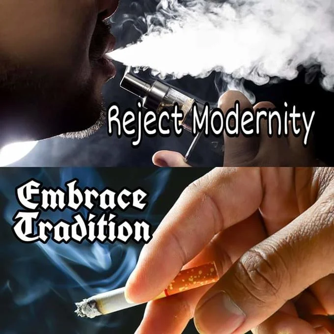 Reject Modernity Embrace Tradition — Aesthetic and makeup variation featuring collage comparing modern makeup and styling labeled 'REJECT MODERNITY' with
