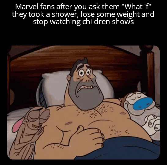 Ren Stimpy Waking Up Scene — Waking-up scene meme with caption about waking up to a calf cramp