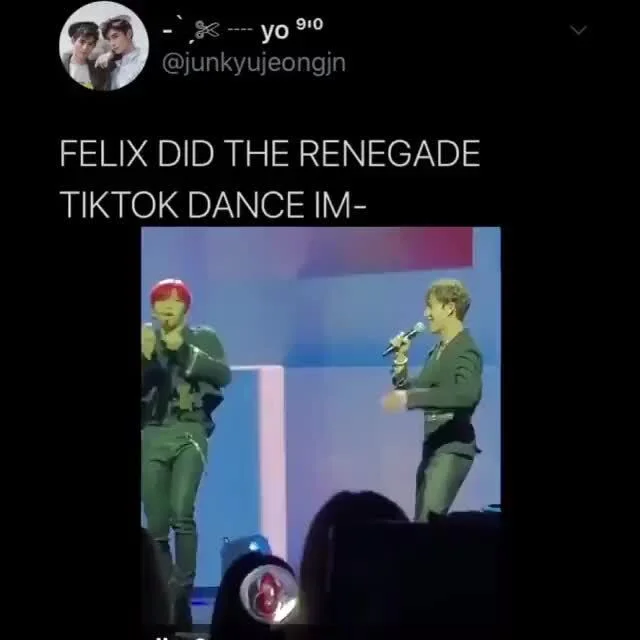 Social media meme screenshot featuring a tweet about Renegade dance performance using anime character reaction images.