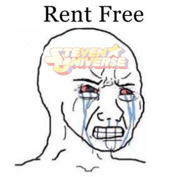 Brain anatomy illustration with 'living rent free' text