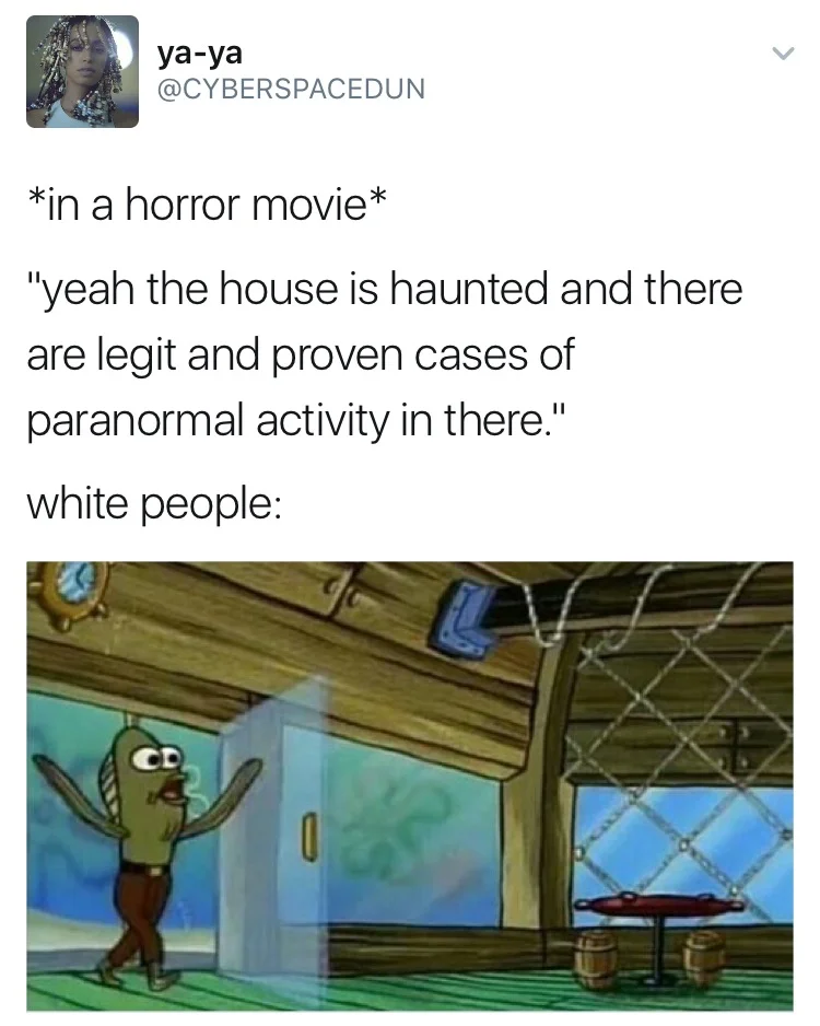 Rev Up Those Fryers — Zelda meme with SpongeBob fish wearing Link's hat and sword entering a haunted dungeon