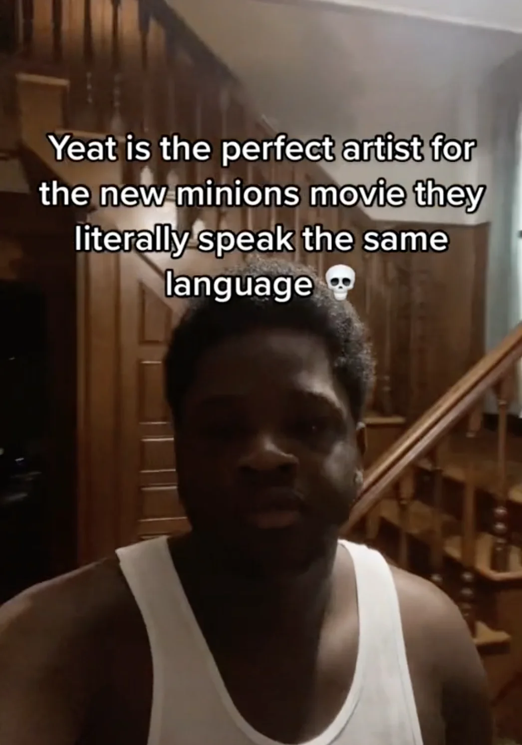 "Rich Minion" by Yeat — TikTok screenshot joking that Yeat and Minions speak the same language