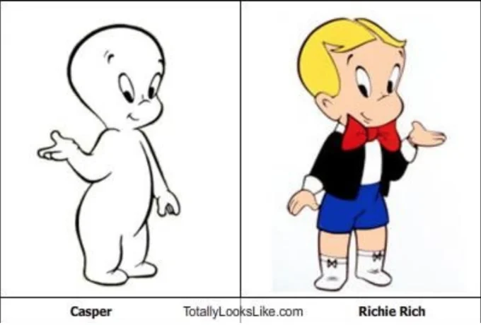 Richie Rich Is Casper — Simpsons animated GIF of Lisa and Bart with producer credits overlaid.
