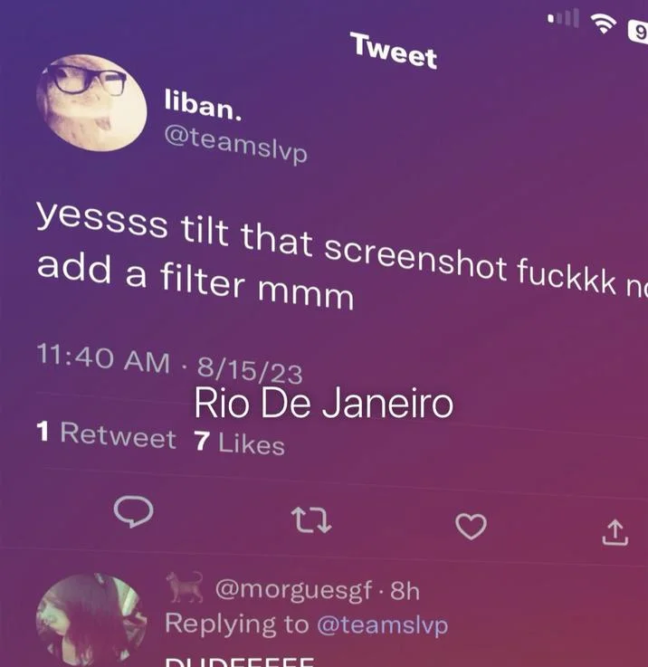 Rio De Janeiro Instagram Filter — Tilted screenshot of teamslvp Rio De Janeiro tweet with purple filter