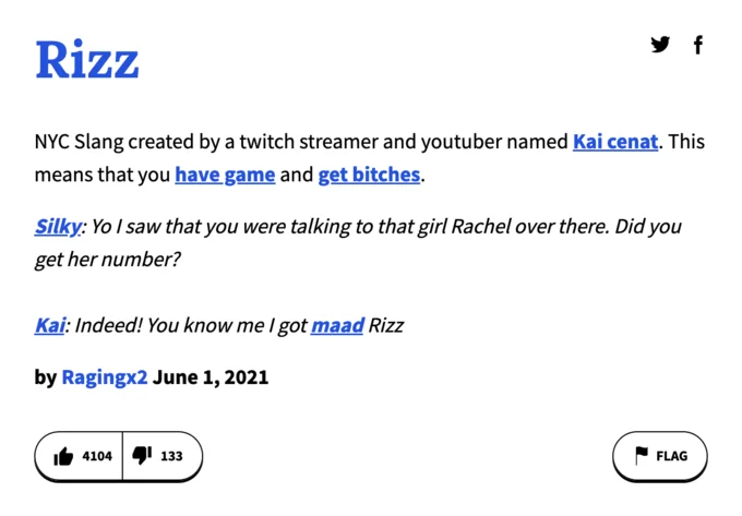 Rizz Unspoken Rizz — Urban Dictionary definition of Rizz by Ragingx2 crediting Kai Cenat