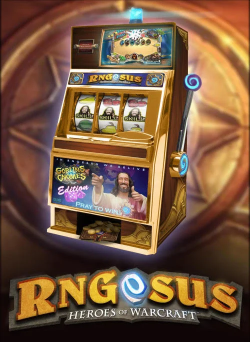 RNGesus icon with a d20-headed robed figure and 'RNGesus' text on dark blue
