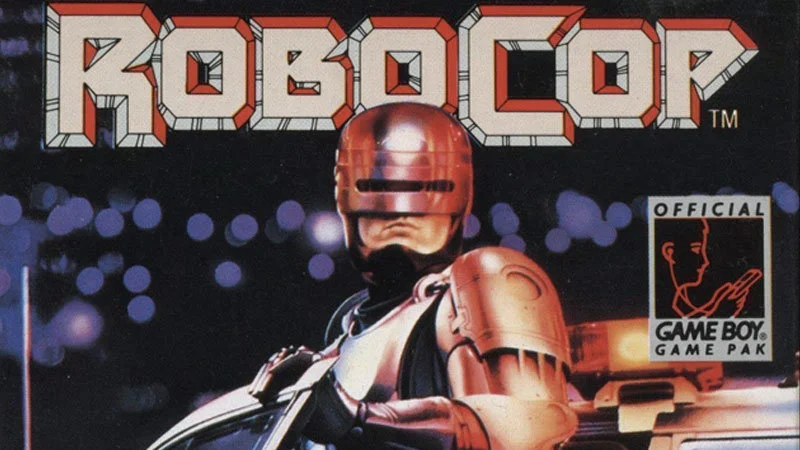 Robocop Game Boy Theme — The box art for the 1990 Nintendo Game Boy video game RoboCop published by Ocean Software featuring the iconic armored RoboCop figure