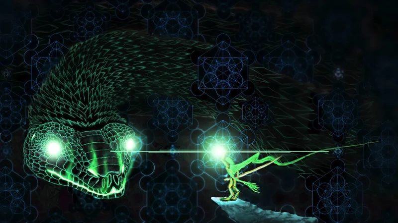 Rokos Basilisk — An abstract digital illustration featuring a glowing wireframe skull surrounded by geometric neural network patterns and luminous connections