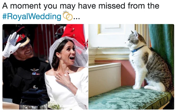 Royal Wedding of Prince Harry and Meghan Markle — Harry and Meghan carriage image next to Simpsons Big Butt Skinner cartoon.