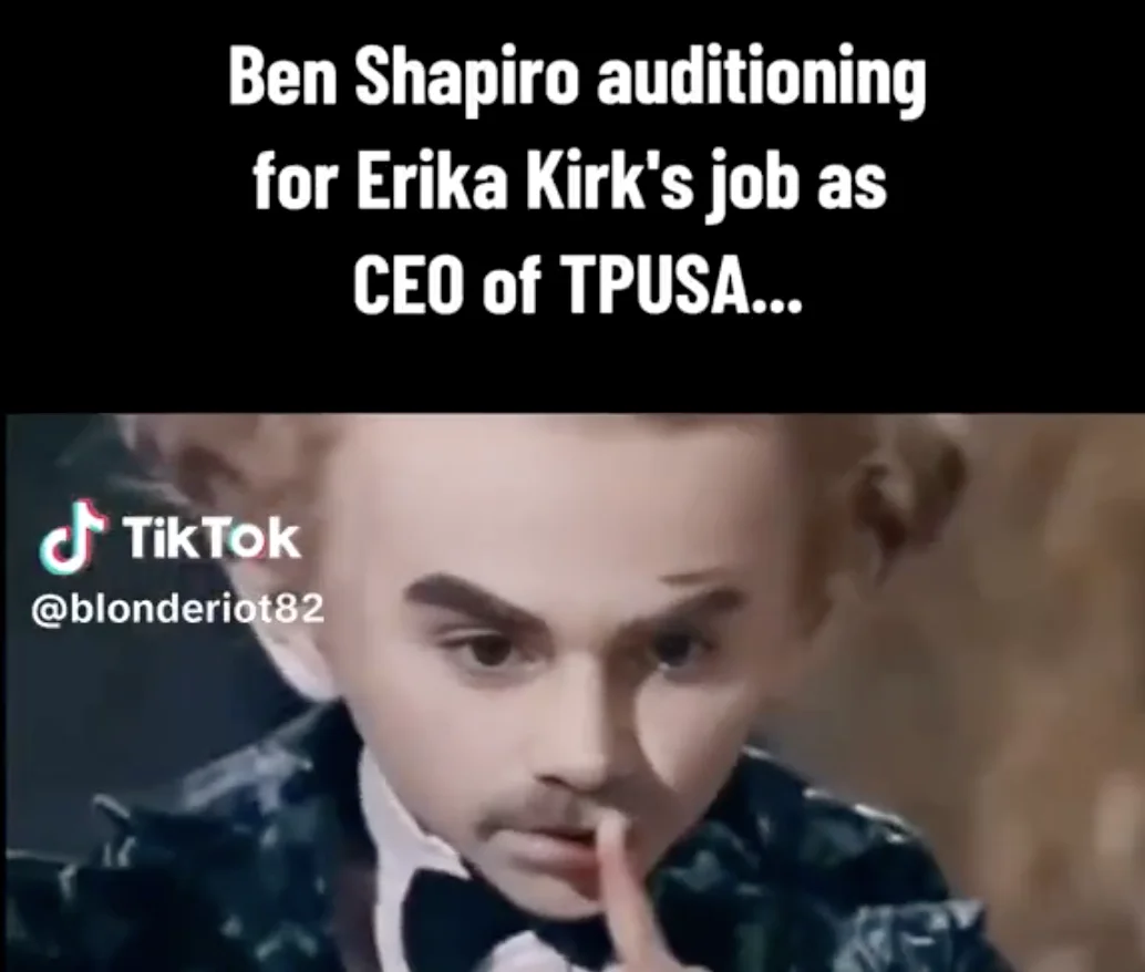 Rumpelstiltskin Tiptoe — TikTok screenshot of Rumpelstiltskin meme with Ben Shapiro caption by @blonderiot82
