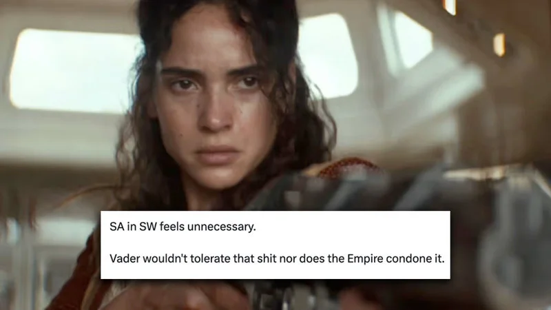 Sa In Star Wars Feels Unnecessary Debate — Screenshot from Andor episode featuring Bix Caleen with overlaid text expressing debate's central criticism about SA