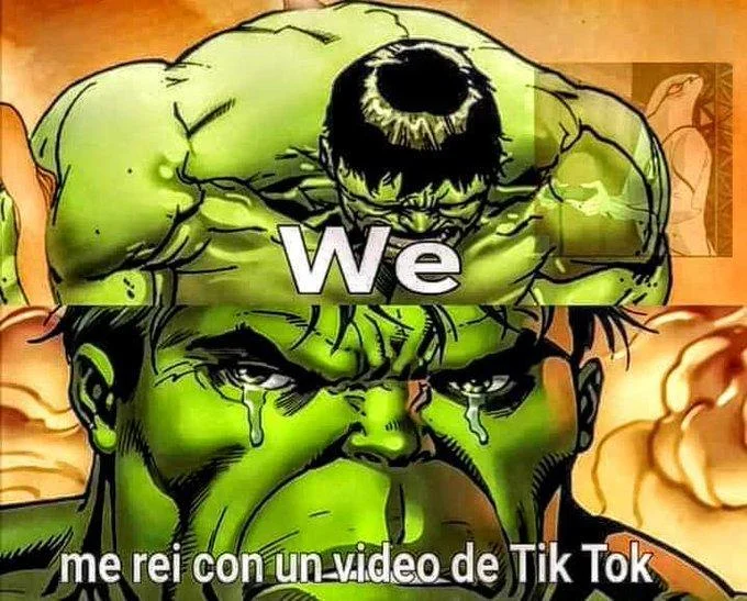 Spanish Sad Hulk meme about laughing at a TikTok video