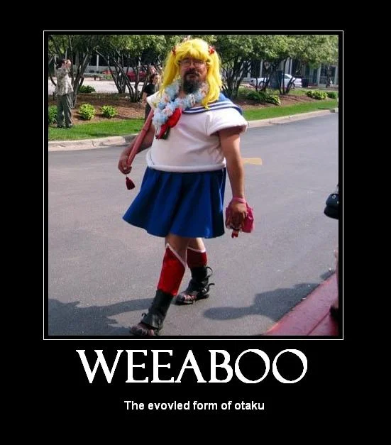 Motivational poster of Sailor Bubba captioned 'Weeaboo, the evolved form of otaku'