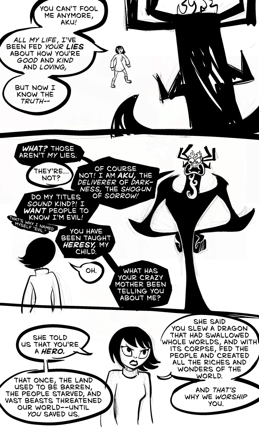 Samurai Jack — Fan comic of Aku talking with his daughter about being evil